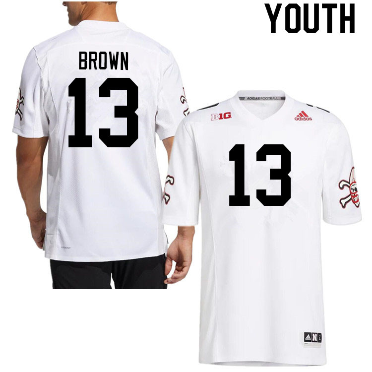 Youth #13 Omar Brown Nebraska Cornhuskers College Football Jerseys Sale-Strategy - Click Image to Close